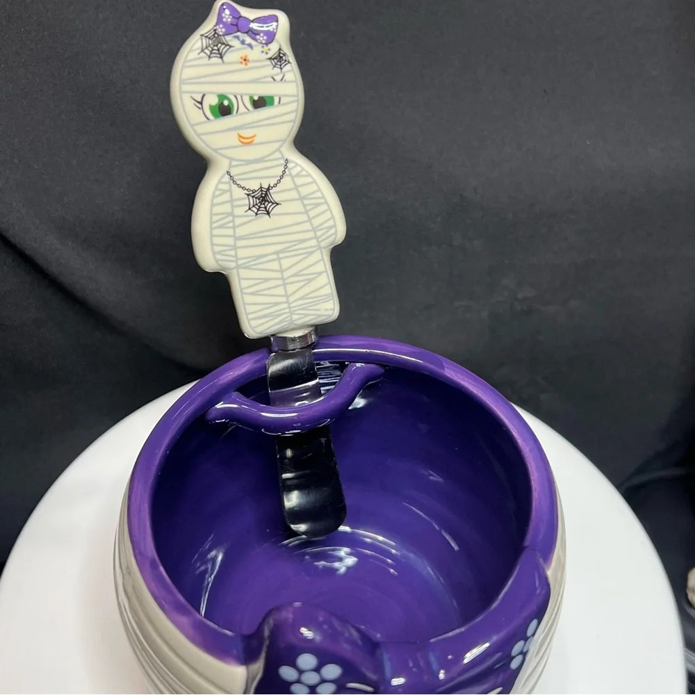 Ceramic Halloween Frankenstein & Bow Mummy Dip Bowls & Matching Spreaders - Picture 5 of 14